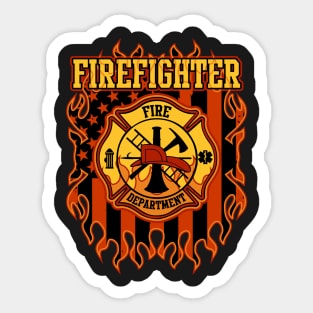 Fire Department Fire Badge and Flag Sticker